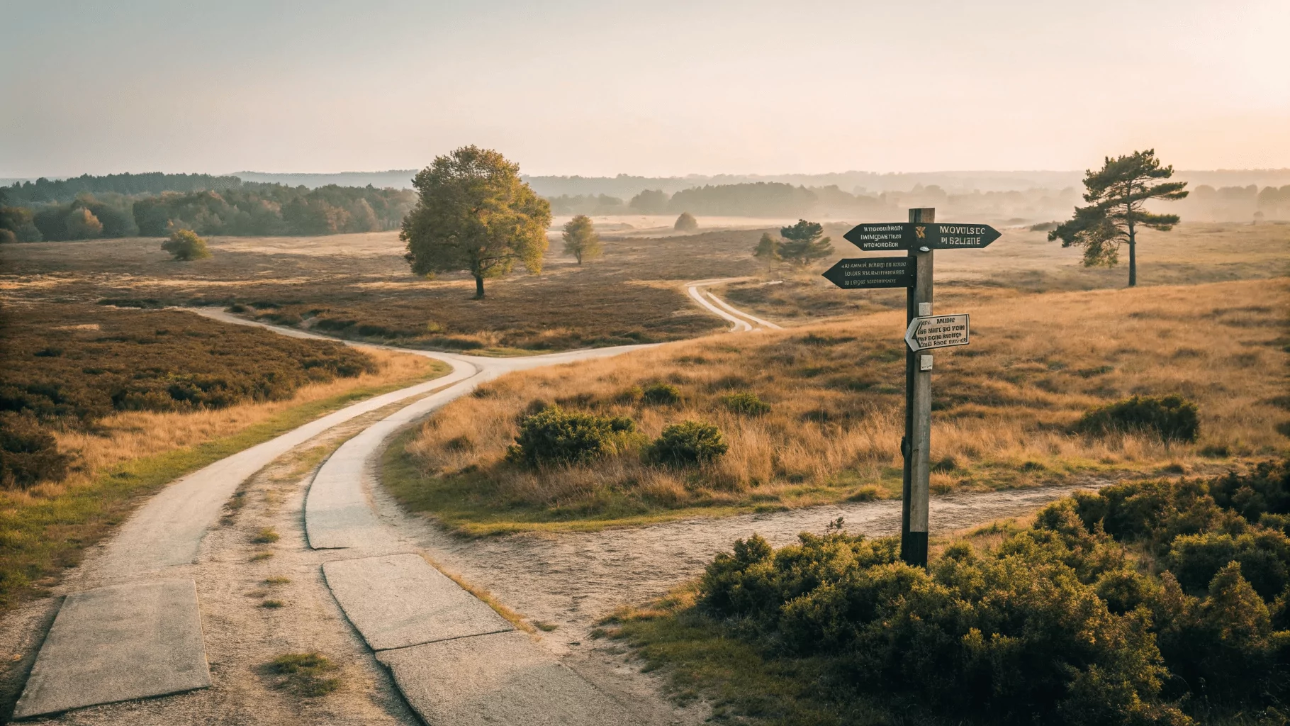 a road that splits into several directions with a signpost that indicates my privacy policy