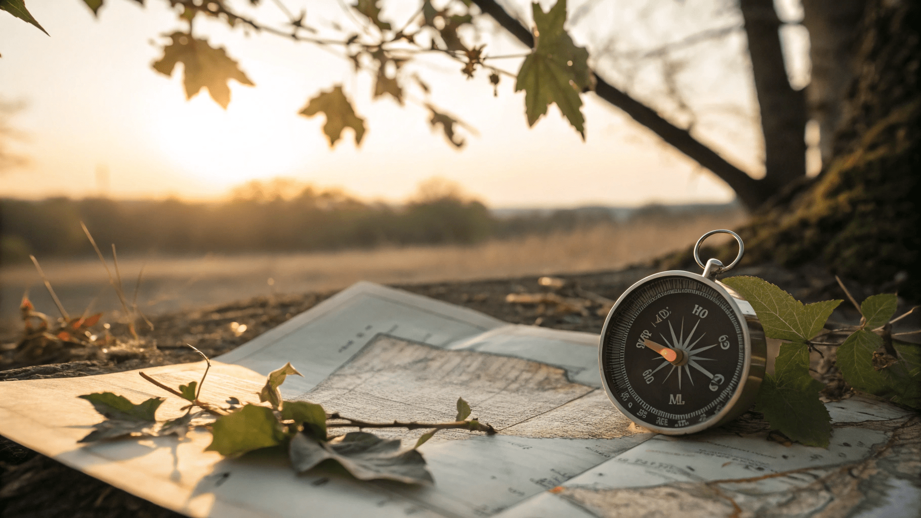 compass a compass on a map in a country scene. illustrating the concept unlock your potential