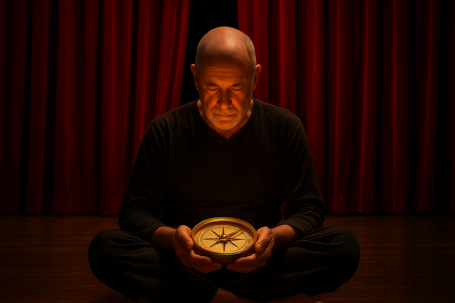inner-compass an actor navigating his thoughts to move from self-doubt to presence