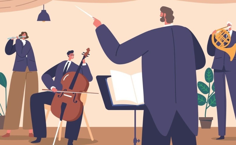 Exploring your inner compass 8 an illustration of an orchestra playing together to illustrate how hypnosis can help with performance anxiety
