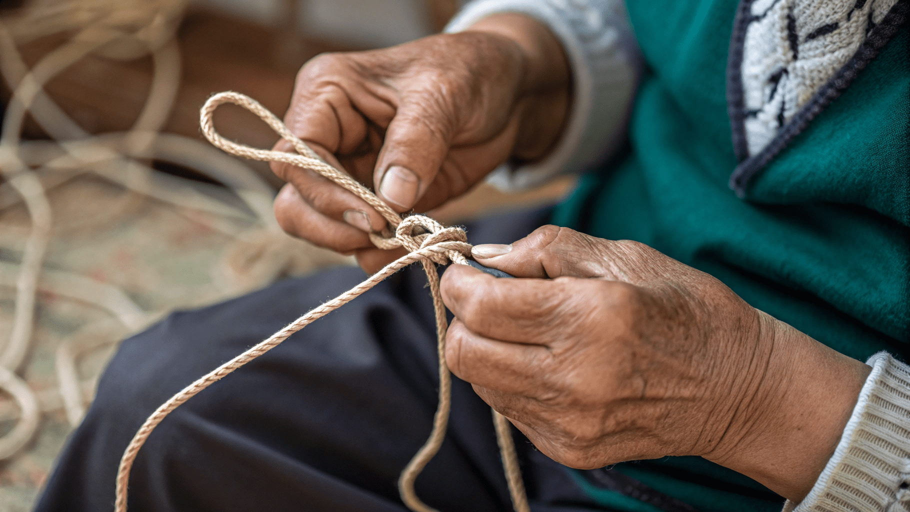 someone seen in close-up untangling a ball of string to show how we need to understand the why of habit change