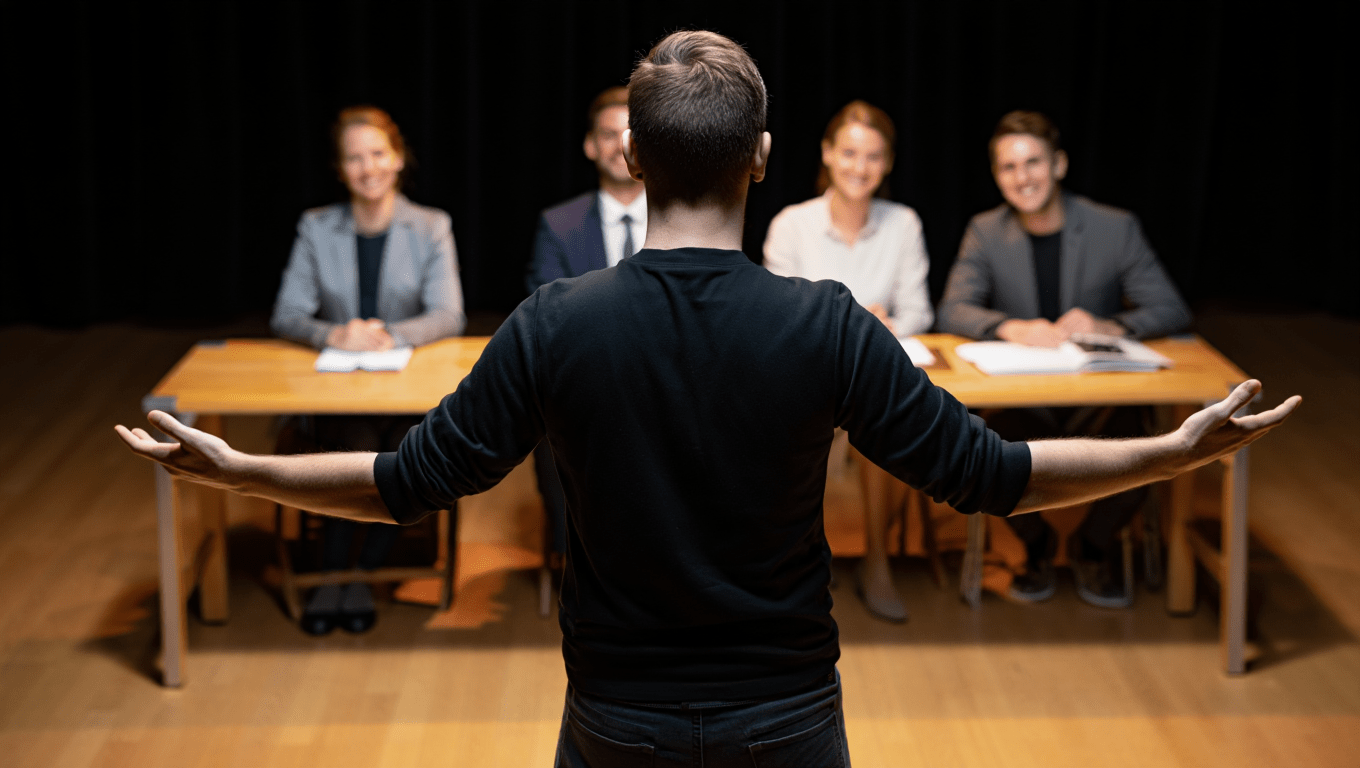 A performer with a positive audition mindset being present and in the moment
