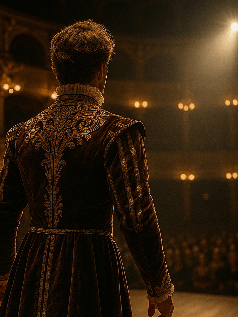 an actor stepping on stage and reclaiming his presence