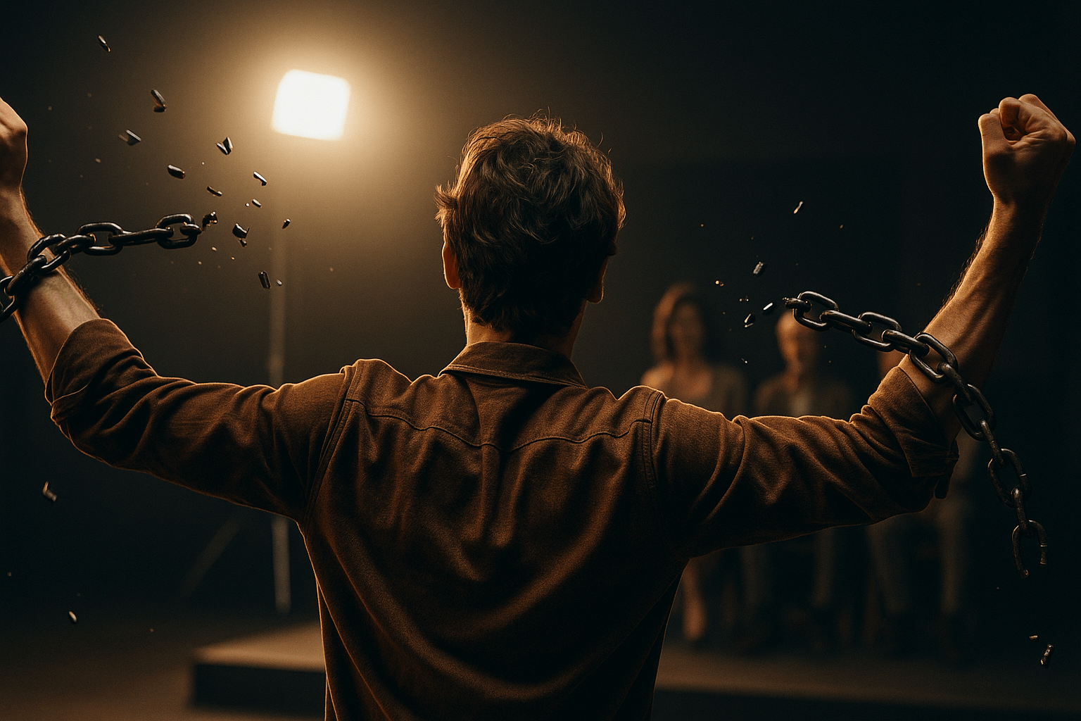 An actor breaking the chains of control, releasing himself from the illusion of control
